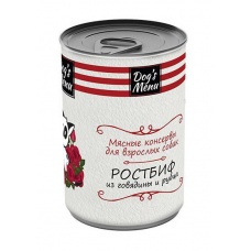 Dog`s Menu консервы для взрослых собак, ростбиф из говядины и рубца